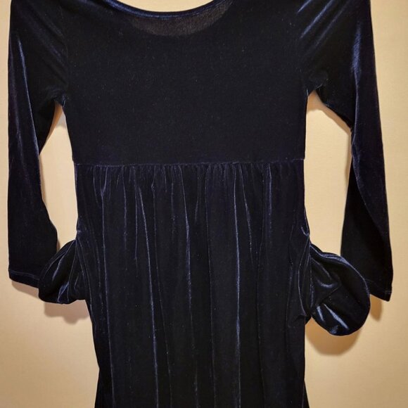 "OLD NAVY" BIG GIRLS VELOUR LONG SLEEVE NAVY DRESS WITH POCKETS - SIZE M (8) - Picture 2 of 6